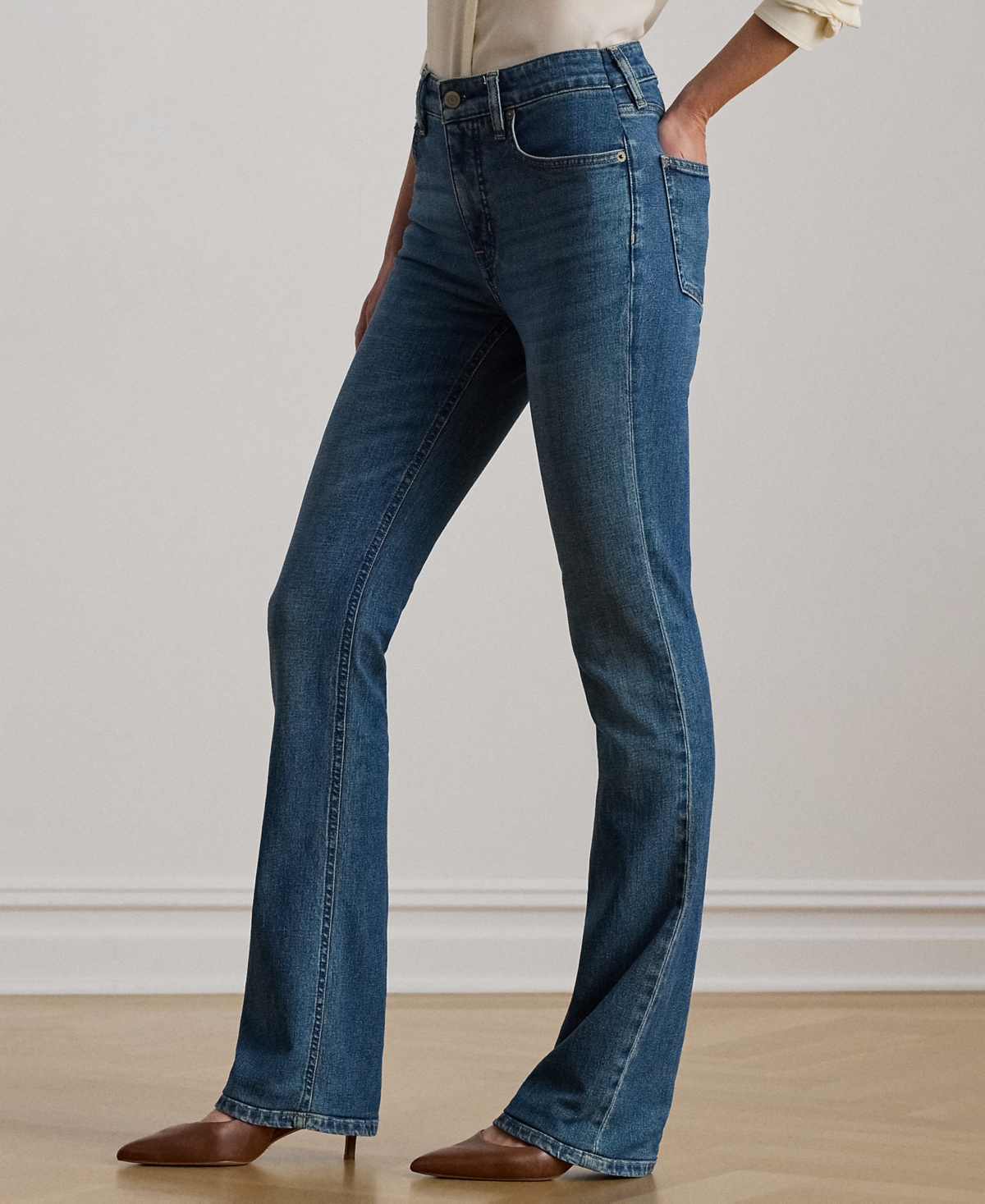 Lauren Ralph Petite High-Rise Boot Cut Jeans