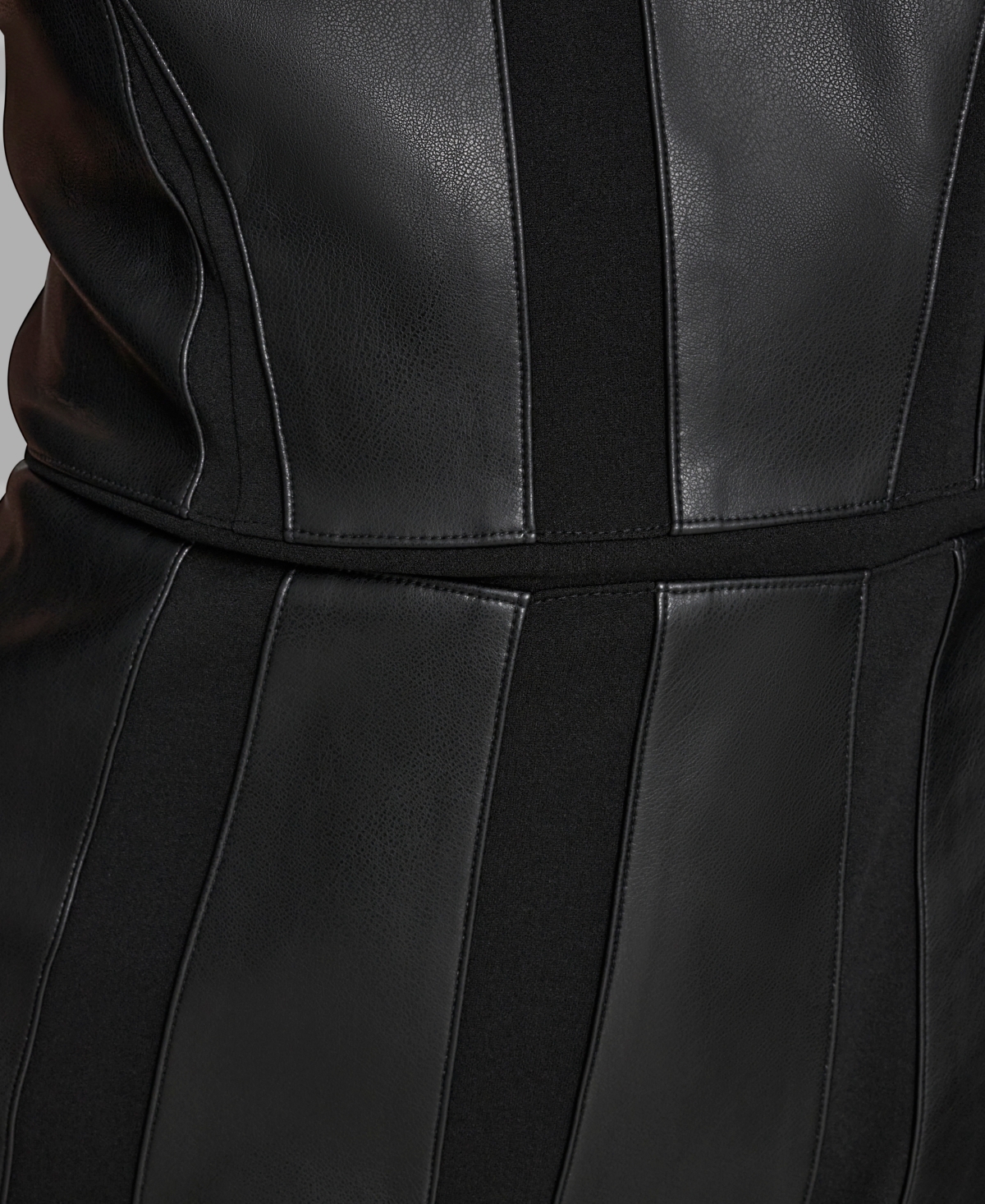 Bcbg Faux Leather Mixed Media Minidress In Black