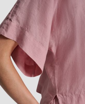 Women's Linen Drop Shoulder Short-Sleeve Top