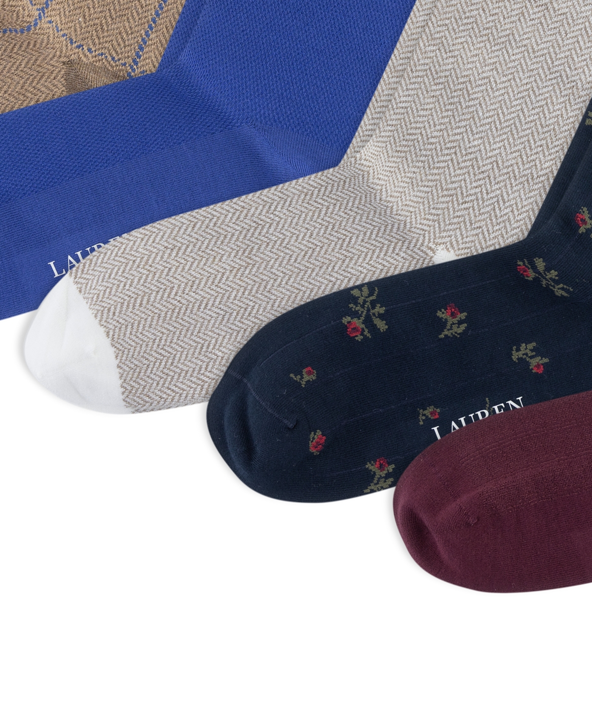Ralph Lauren Women's 6-pack Herringbone And Floral Crew Socks In Multi