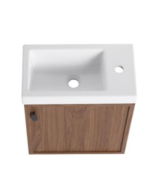 18.5" Wall-Mount Vanity, Resin Sink, Soft Close, Walnut