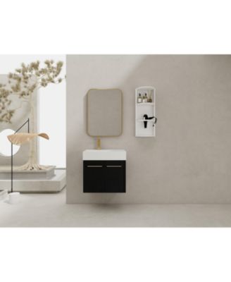 24" Wall-Mount Vanity, Resin Left Basin, Storage, KD