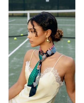 Silk Skinny Scarf Night Jungle Gathering