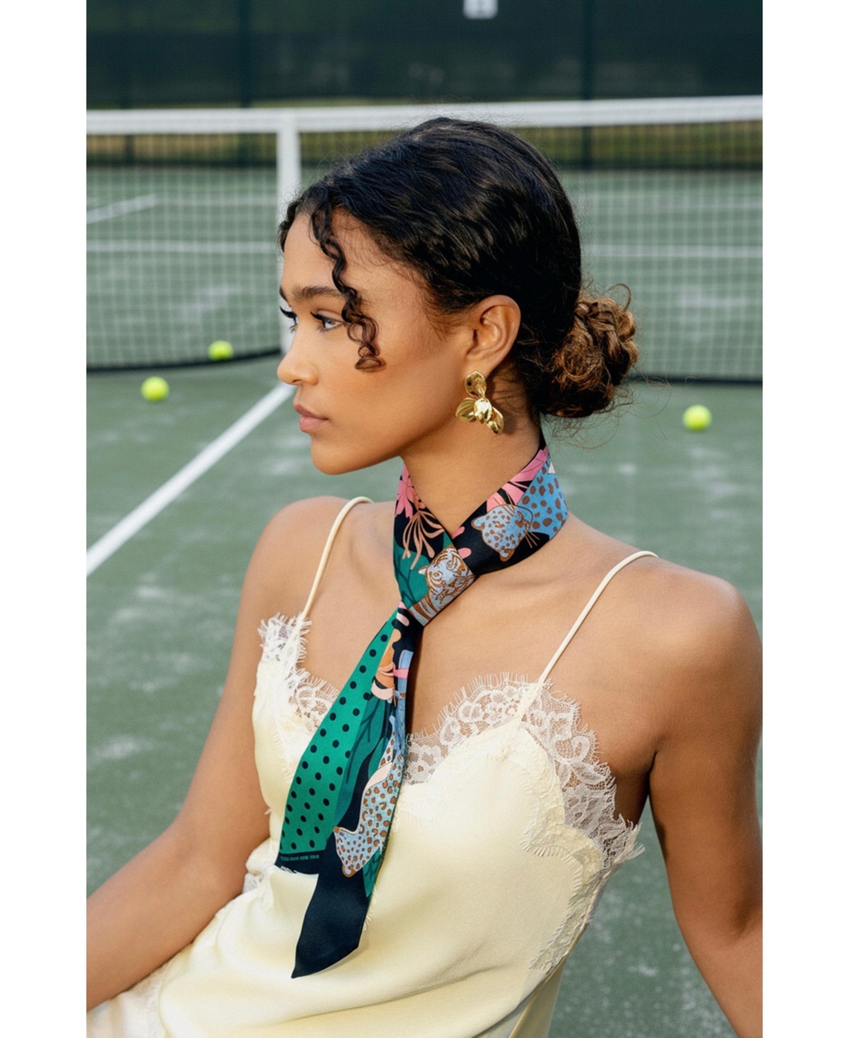 Jessie Zhao New York Silk Skinny Scarf Night Jungle Gathering