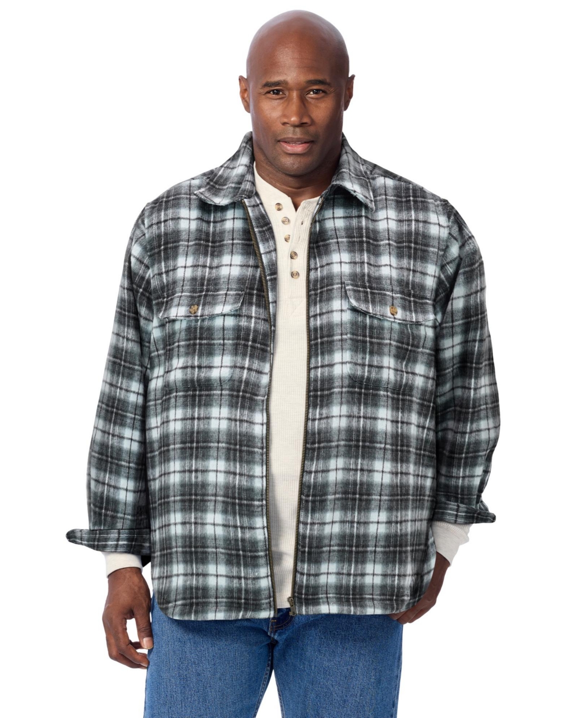 KingSize Men's Big & Tall Brawny Zip Up Shirt Jacket