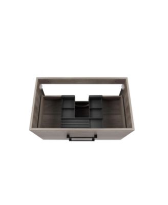 32" Grey Wood Vanity, Ceramic Sink, Mirror - Modern Bathroom