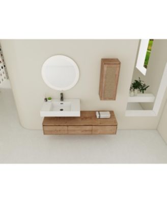  60" Wall-Mount Vanity, Resin Sink & Cabinet, Soft-Close Drawers