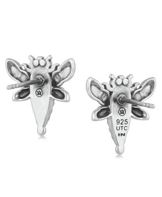 Sterling Silver Denim Lapis Dragonfly Stud Earrings