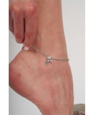Sterling Silver Hummingbird Anklet,  11 Inches