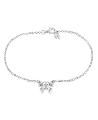 Sterling Silver Butterfly Anklet, 9 to 11 Inches