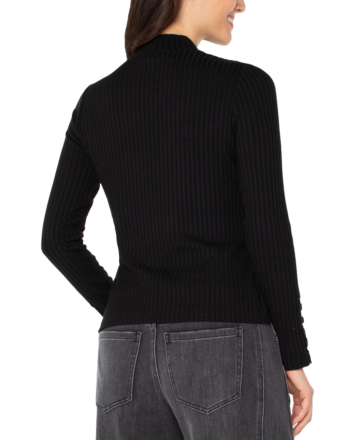 Liverpool Los Angeles Petite Long Sleeve Mock Neck Knit Top
