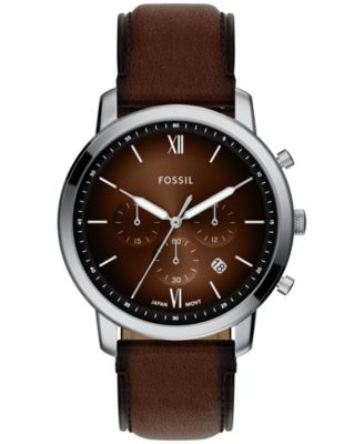 Men's Neutra Chronograph Brown Leather Watch, 44mm