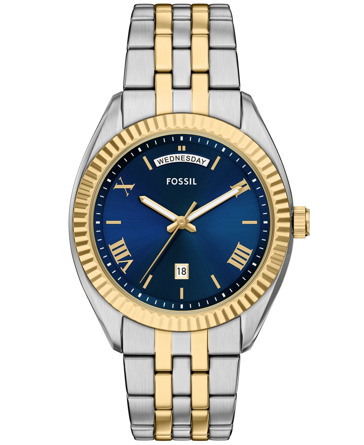 Fossil Men's Campbell Three-Hand Day-Date Two-Tone Stainless Steel Watch, 42mm