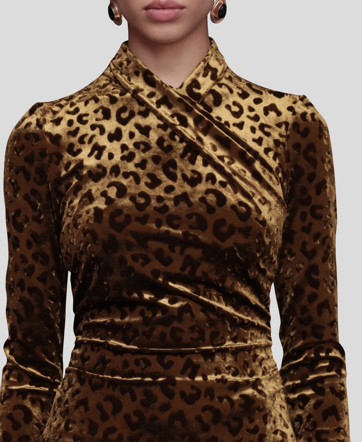 Avec Les Filles Burnout Leopard Print Surplice Top In Brown