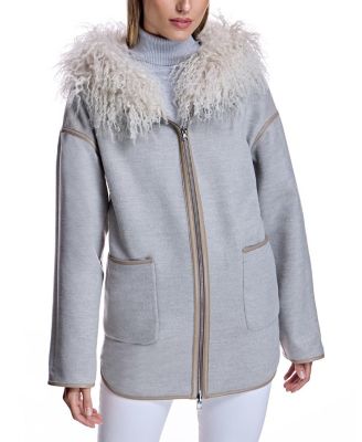 Women's Reversible Woolblend Jacket with Mongolian Trim