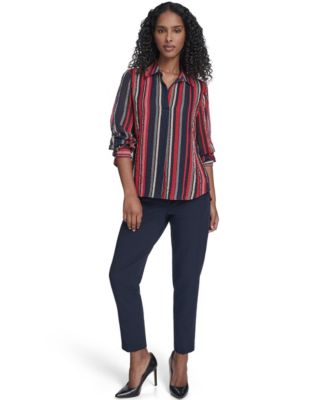 Women's Striped Long Sleeve Pull-On Blouse