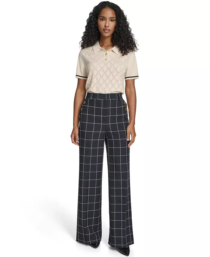 Women's High Rise Windowpane Sailor Pants - thumbnail 4