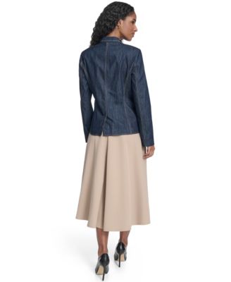 Women's One Button Denim Blazer