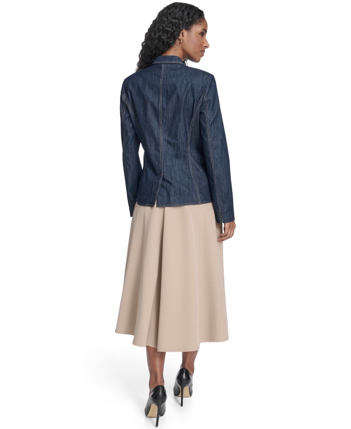 Tommy Hilfiger Women's One Button Denim Blazer In Blue