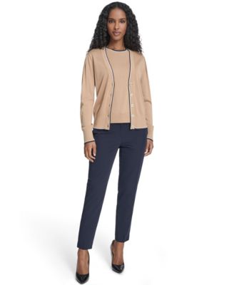 Women's Tipped V-Neck Cardigan Set