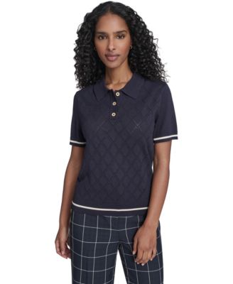 Tommy Hilfiger - Women's Short Sleeve Pointelle Polo Sweater