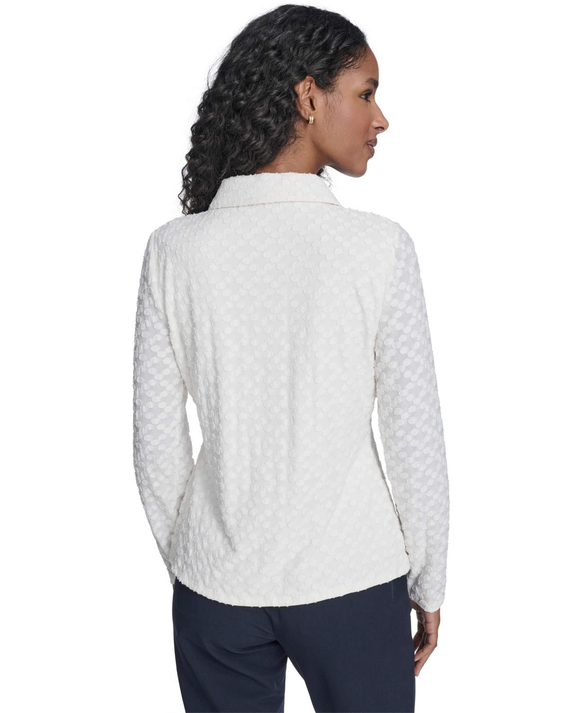 Tommy Hilfiger Women's Floral Clip Button-up Top In White
