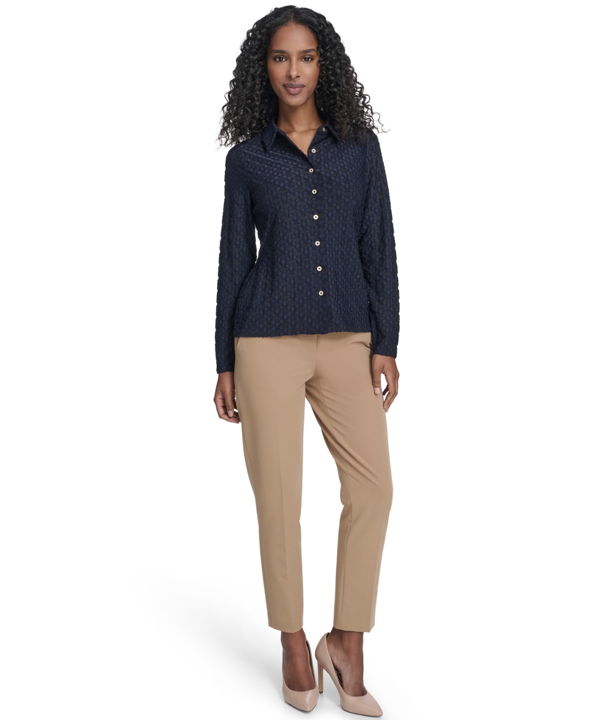Tommy Hilfiger Women's Floral Clip Button-up Top In Blue