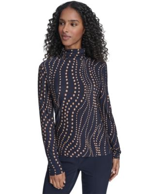 Tommy Hilfiger - Women's Long Sleeve Cascade Dot Turtleneck Top