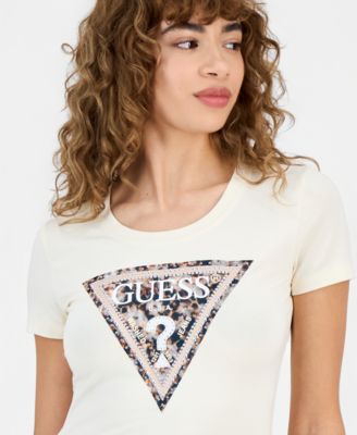 Women's Short-Sleeve Leopard Triangle Logo T-Shirt