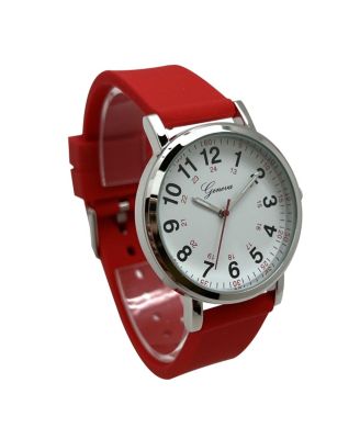Red Easy-Read Nurse Watch with Silicone Band Women Watch