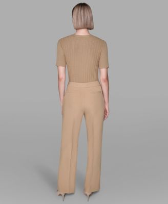 Women's Invisible Zipper Wide-Leg Ankle Pants