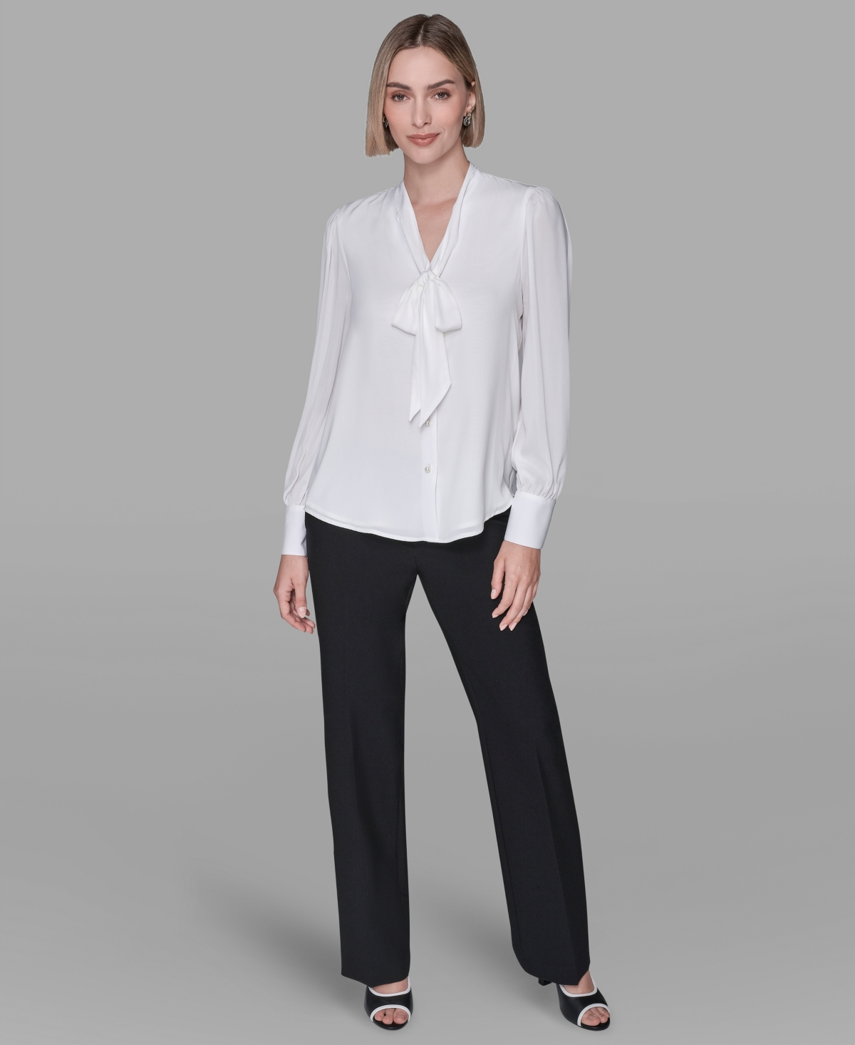 Karl Lagerfeld Women's Long-sleeve Top In White