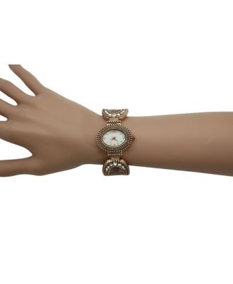 Rose Gold Rhinestones and Textured Classy Women Watch