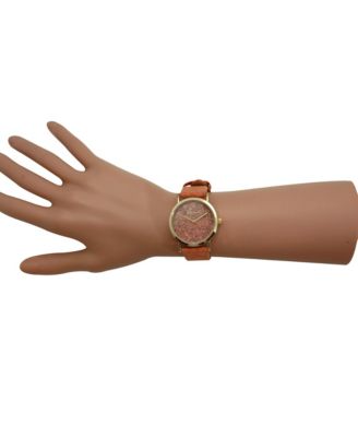 Orange Cork Style Strap Women Watch