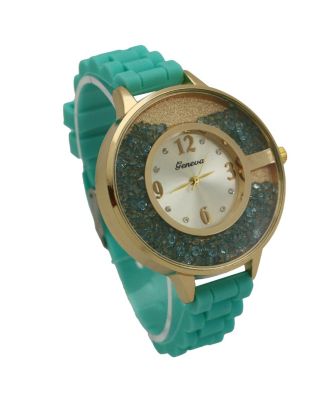 MINT FLOATING COLORFUL STONES SILICONE STRAP WATCH
