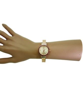 Rose Gold Red Olivia Pratt Every Day Textured Metal Bangle Watch