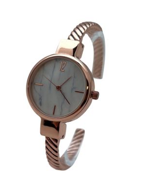 Rose Gold Every Day Thin Marble Face Bangle Women Watch