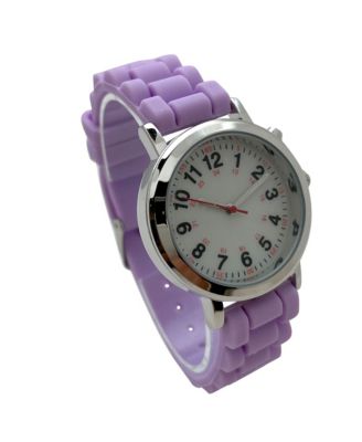 Lavender Luminous Dial Easy Read Medical Professionals Silicone Band Women Watch