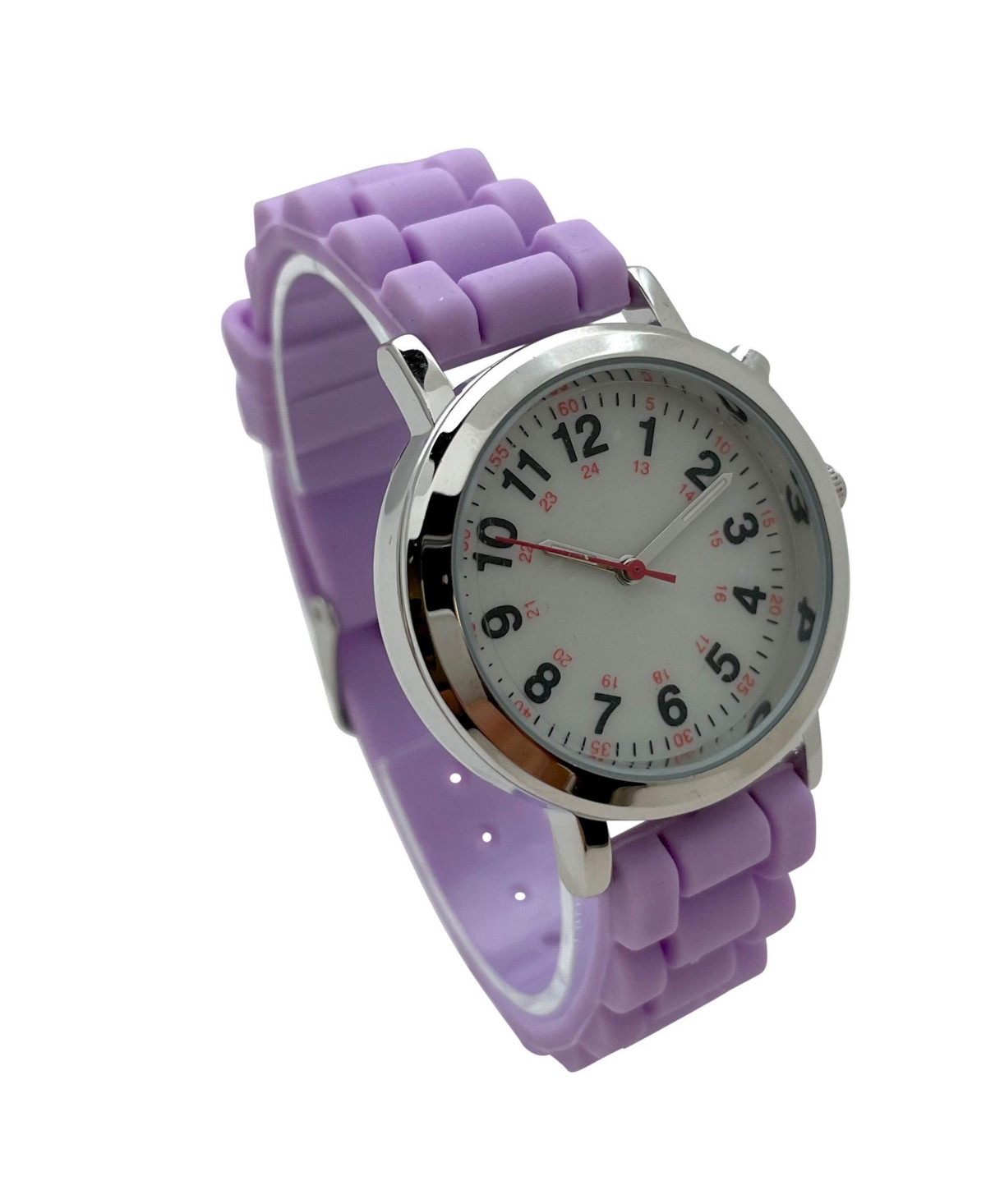 Olivia Pratt Lavender Luminous Dial Easy Read Medical Professionals Silicone Band Women Watch
