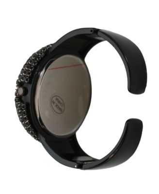 Black Sparkle Rhinestones Chunky Bangle Women Watch