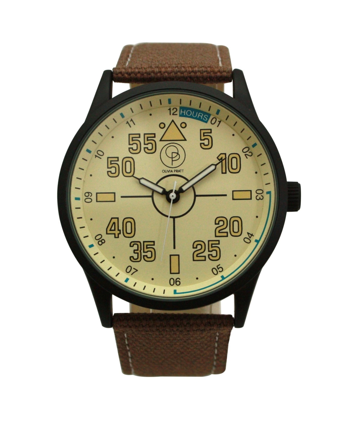 Olivia Pratt Brown Denim Band Big Face and Numbers Men Watch