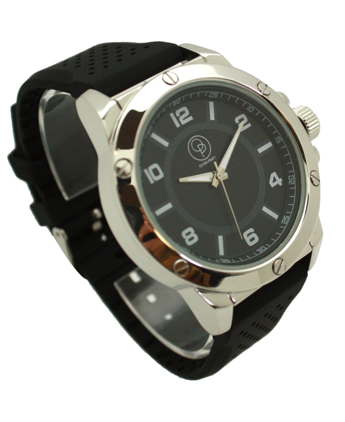 Olivia Pratt Black Silver Three-Hand Silicone Band Men Watch