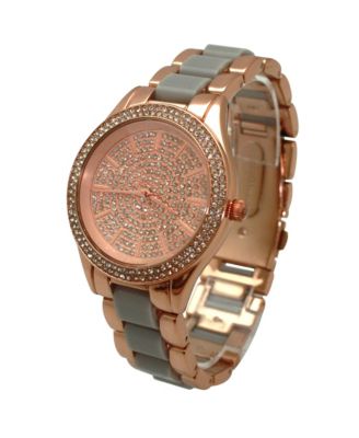 Grey Rose Gold Rhinestones Dial Women Watch