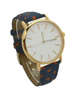 Stars Denim Strap Watch