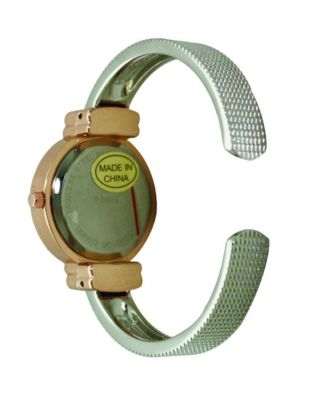 Silver Rose Gold Every Day Textured Metal Bangle Watch