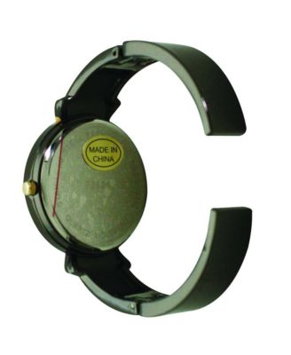 Gunmetal Gold Elegant Emerald Rhinestone Solid Metal Bangle Watch