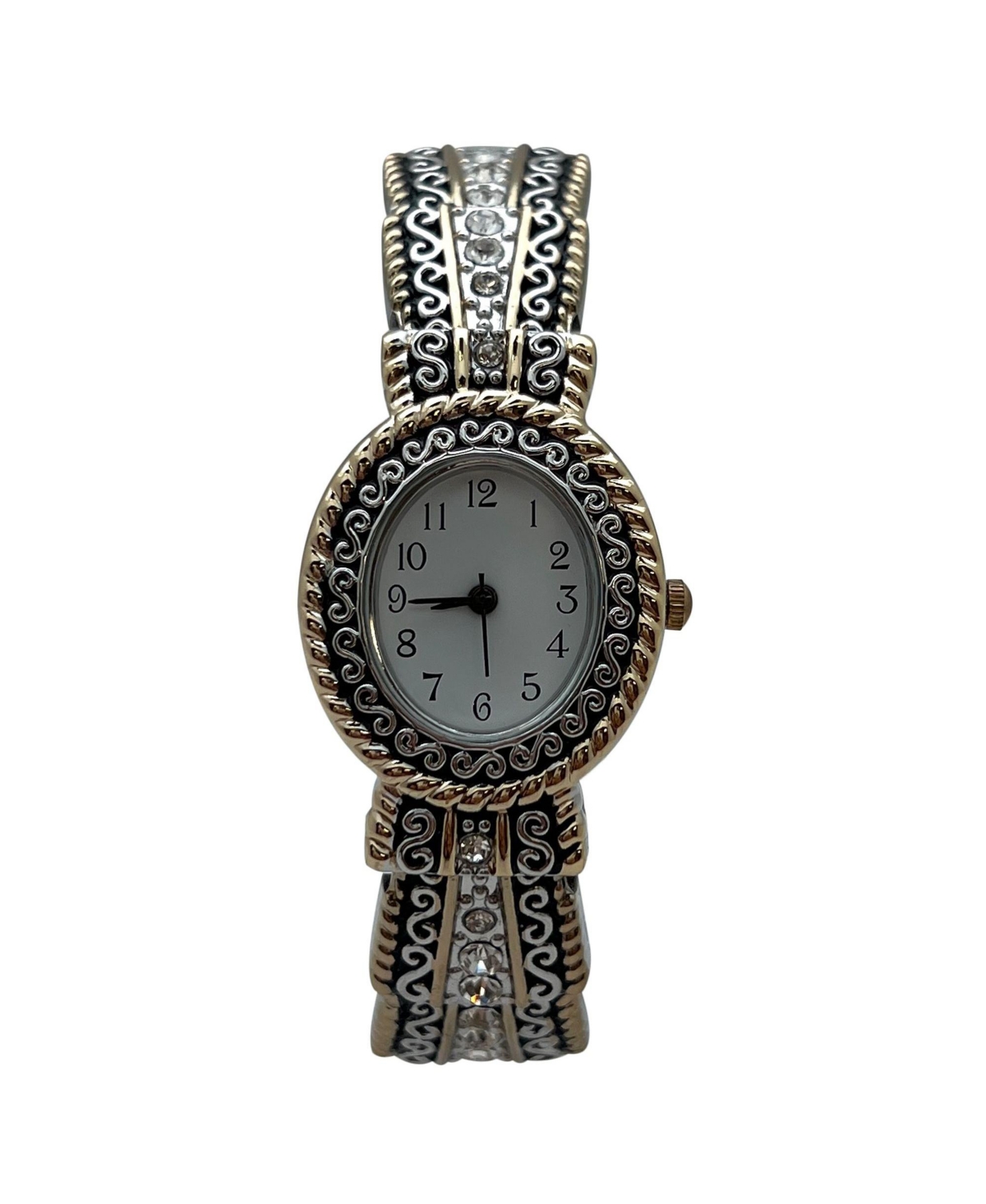 Olivia Pratt Two Tone New Elegant Textured Bangle Women Watch