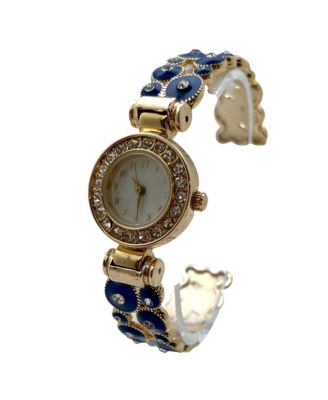 Blue Gold Colorful Round Shapes Band Bangle Women Watch
