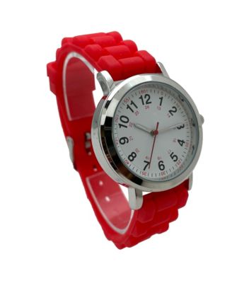 Red Easy Read Medical Professionals Silicone Band Women Watch