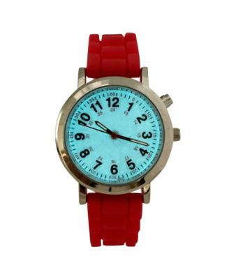Red Luminous Dial Easy Read Medical Professionals Silicone Band Women Watch